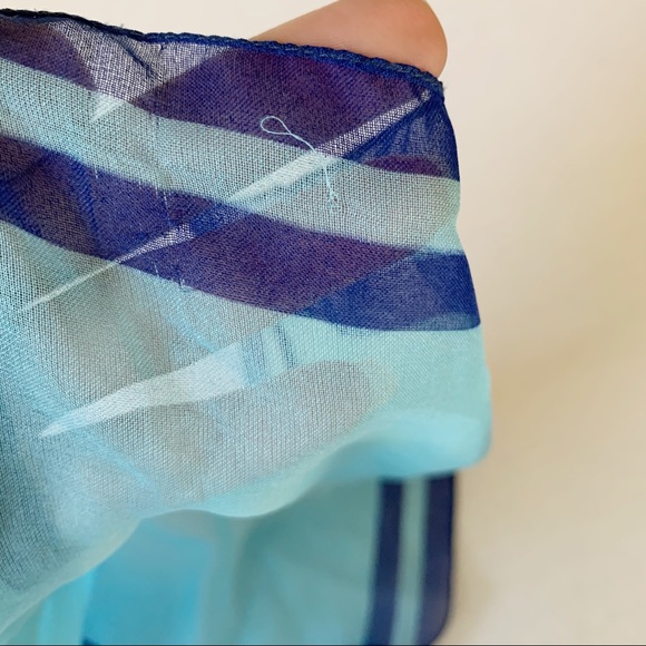 5/$25 Sheer square blue stripe scarf - Picture 9 of 9